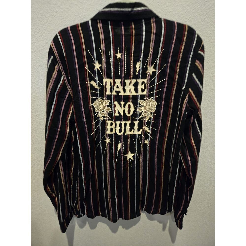 Rock & Roll Cowgirl Women's L Striped Button Down Western Shirt Long Sleeve